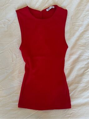 Zara Vibrant Red Ribbed Tank